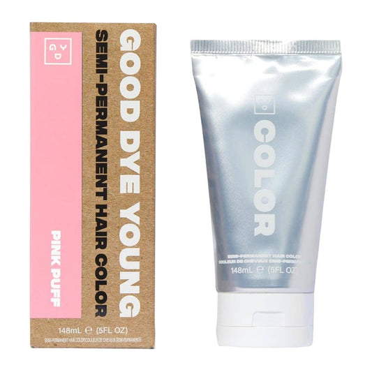 Good Dye Young | Semi-Permanent Hair Colour | Pink Puff | vibrant colour | hydrating colour | clean formula | salon-grade pigments | nourishing ingredients | non-toxic cream base | bold colour payoff | bright colour payoff | no damage | 16-24 washes | ultra-vibrant colour | conditioning hair mask | essential oil benefits | easy application | stunning results | confidence | freshly dyed locks | pink hair |