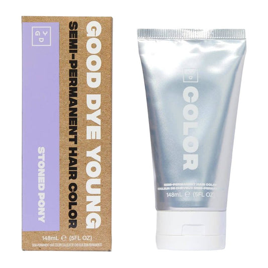 Good Dye Young | Semi-Permanent Hair Colour | Stoned Pony | vibrant colour | hydrating colour | clean formula | salon-grade pigments | nourishing ingredients | non-toxic cream base | bold colour payoff | bright colour payoff | no damage | 16-24 washes | ultra-vibrant colour | conditioning hair mask | essential oil benefits | easy application | stunning results | confidence | freshly dyed locks | lilac hair |